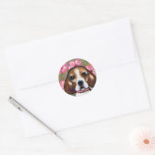 Beagle         ronde sticker (Envelop)