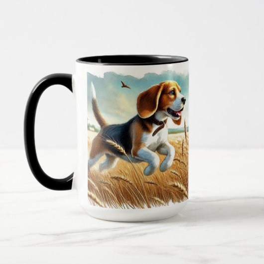 Beagle Running Thru Field Coffee Mok Cup (Links)