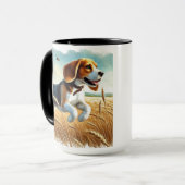 Beagle Running Thru Field Coffee Mok Cup (Voorkant links)