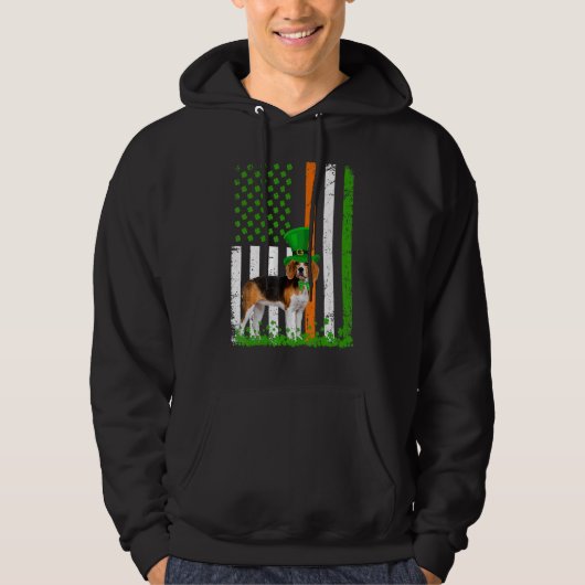 Beagle Saint Patrick's Day Dogs Lover American Fla Hoodie (Voorkant)
