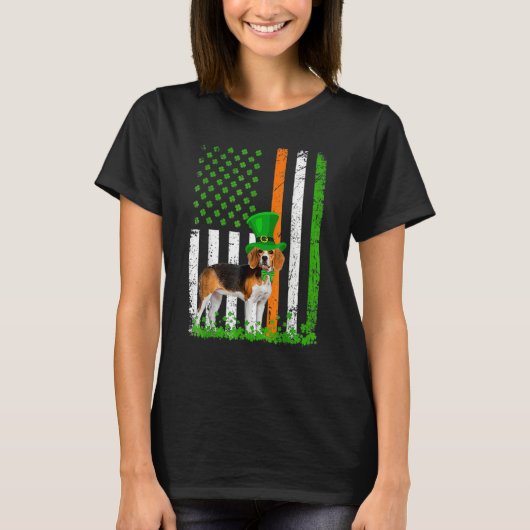 Beagle Saint Patrick's Day Dogs Lover American Fla T-shirt (Voorkant)