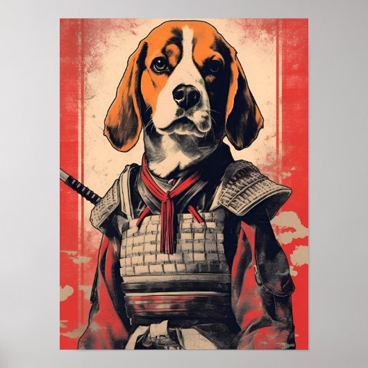 Beagle Samurai Poster (Voorkant)