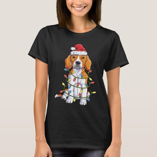 Beagle Santa Christmas Tree Lights Xmas  Boys Kids T-shirt (Voorkant)