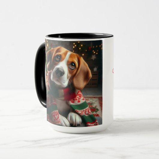 Beagle 'Santa Define Good' Christmas Coffee Mok (Voorkant links)