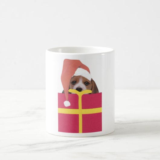 Beagle Santa Hat Gift Box Koffiemok (Center)