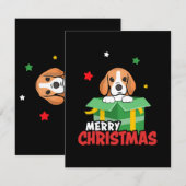 Beagle Santa Hondenliefhebbers Vrolijk kerstfeest Informatiekaartje (Voorkant / Achterkant)