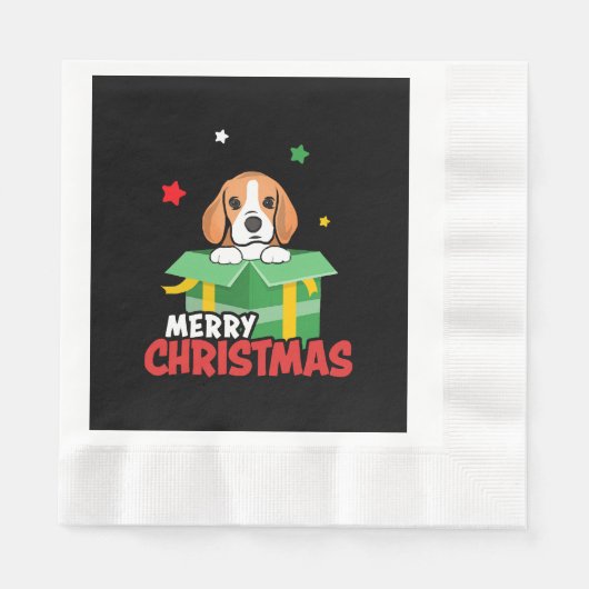 Beagle Santa Hondenliefhebbers Vrolijk kerstfeest Servet (Voorkant)