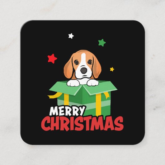 Beagle Santa Hondenliefhebbers Vrolijk kerstfeest Vierkante Visitekaartje (Voorkant)
