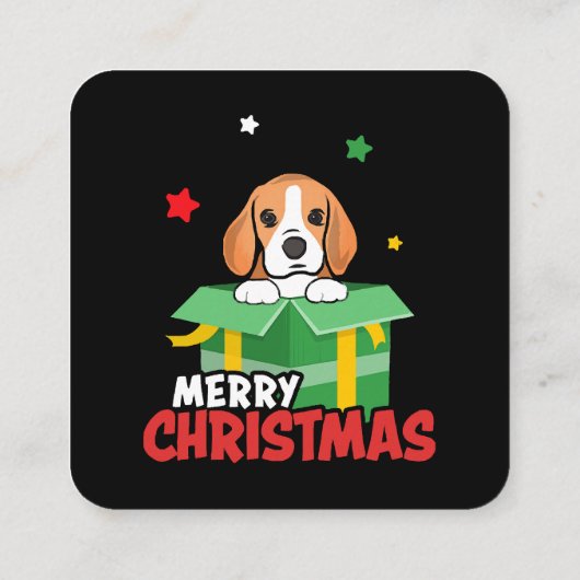 Beagle Santa Hondenliefhebbers Vrolijk kerstfeest Vierkante Visitekaartje (Achterkant)