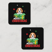 Beagle Santa Hondenliefhebbers Vrolijk kerstfeest Vierkante Visitekaartje (Voorkant / Achterkant)