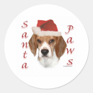 Beagle Santa Paws Ronde Sticker