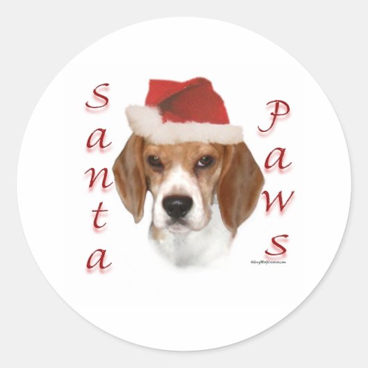 Beagle Santa Paws Ronde Sticker (Voorkant)