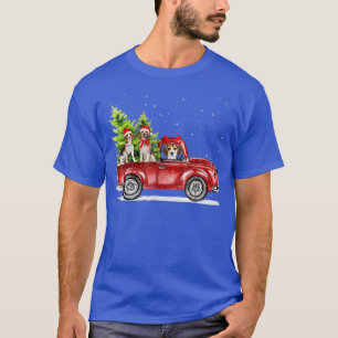Beagle Santa Reindeer Red Truck Snow-kerstman T-shirt