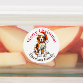 Beagle Schattige Huisdier Waterverf Kerstwensen Labels (Aangebracht)