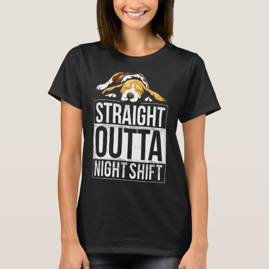 Beagle Schattige Napping Nachtdienst T-shirt (Voorkant)