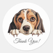 Beagle Schattigee hond Dank u Ronde Sticker (Voorkant)