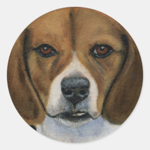 Beagle schilderen - Hondenras kunst Ronde Sticker