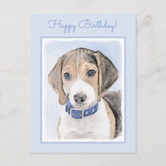 Beagle schilderen - Kute Original Dog Art Briefkaart (Voorkant)