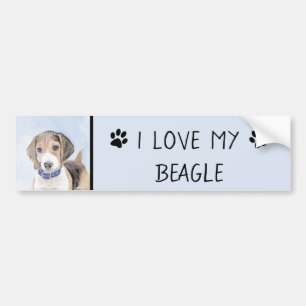 Beagle schilderen - Kute Original Dog Art Bumpersticker