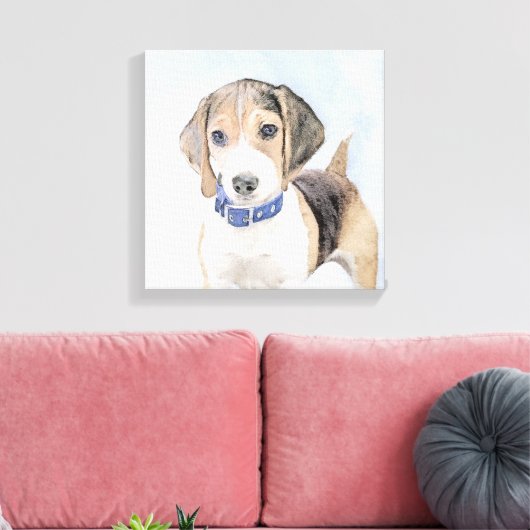 Beagle schilderen - Kute Original Dog Art Canvas Afdruk (Insitu (Woonkamer))
