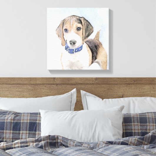 Beagle schilderen - Kute Original Dog Art Canvas Afdruk (Insitu (Slaapkamer))