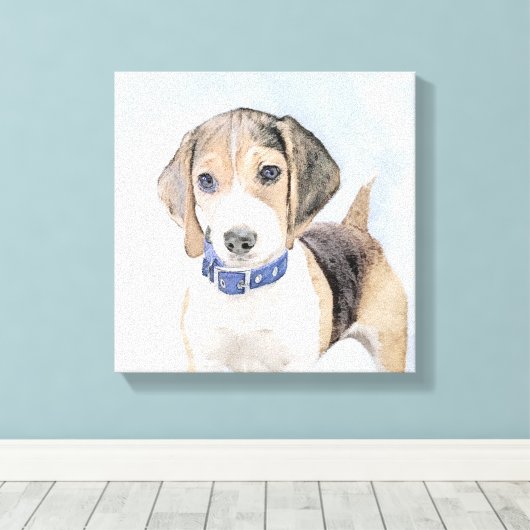 Beagle schilderen - Kute Original Dog Art Canvas Afdruk (Insitu (Houten vloer))