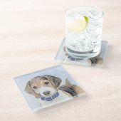 Beagle schilderen - Kute Original Dog Art Glazen Onderzetter (Schuin)