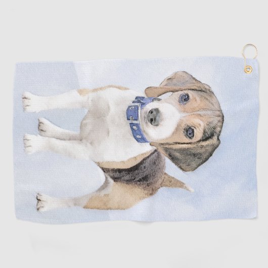 Beagle schilderen - Kute Original Dog Art Golfhanddoek (Horizontaal)