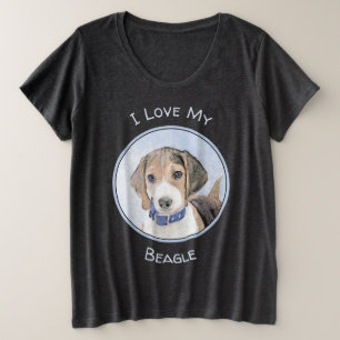 Beagle schilderen - Kute Original Dog Art Grote Maat T-shirt
