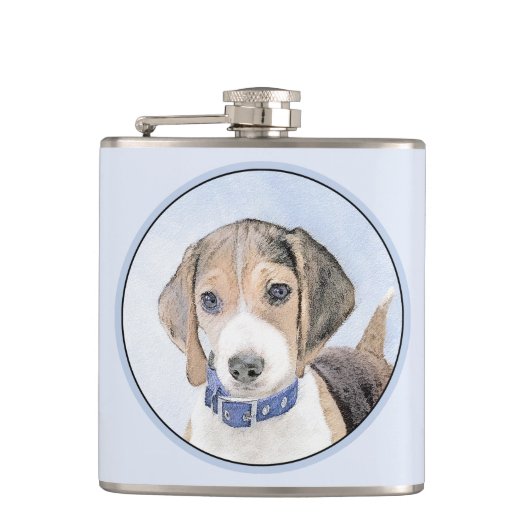 Beagle schilderen - Kute Original Dog Art Heupfles (Voorkant)