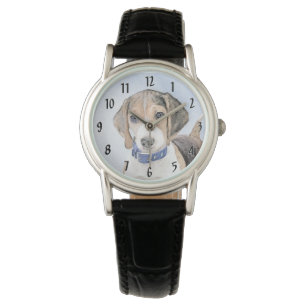 Beagle schilderen - Kute Original Dog Art Horloge