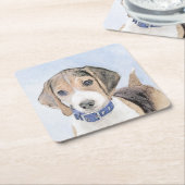 Beagle schilderen - Kute Original Dog Art Kartonnen Onderzetters (Schuin)