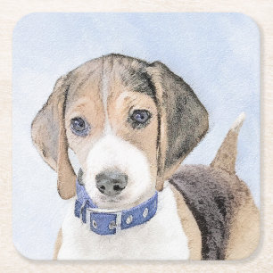 Beagle schilderen - Kute Original Dog Art Kartonnen Onderzetters