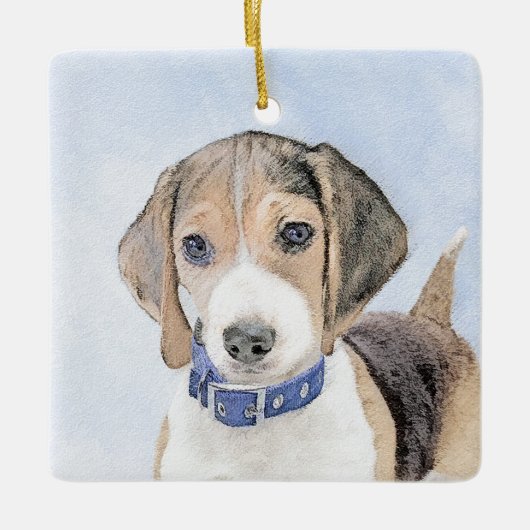 Beagle schilderen - Kute Original Dog Art Keramisch Ornament (Voorkant)