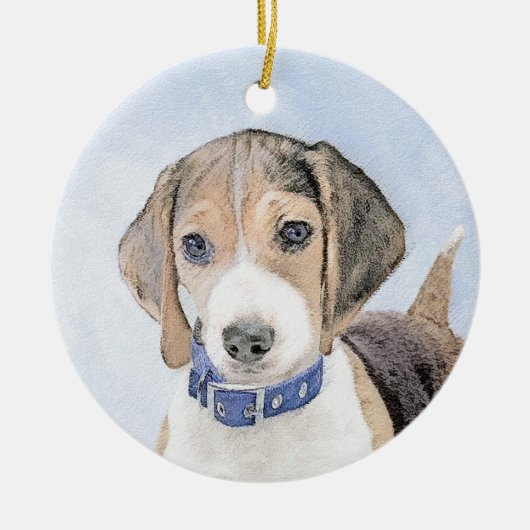 Beagle schilderen - Kute Original Dog Art Keramisch Ornament (Voorkant)