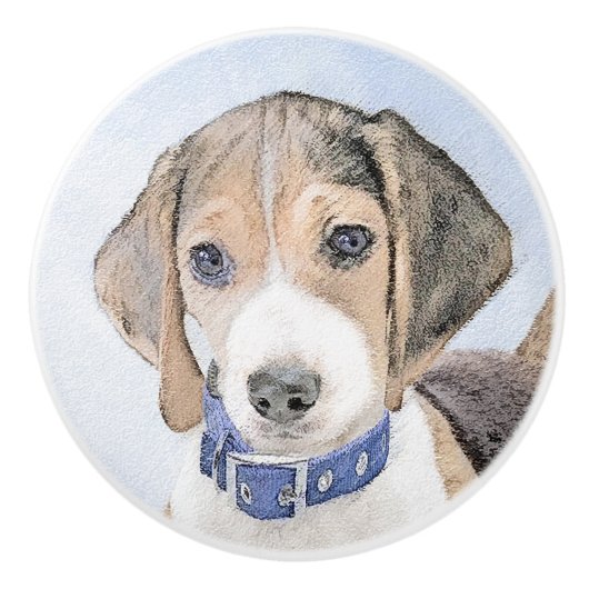 Beagle schilderen - Kute Original Dog Art Keramische Knop (Voorkant)