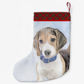 Beagle schilderen - Kute Original Dog Art Kleine Kerstsok (Achterkant)