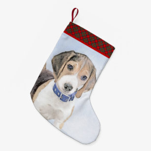 Beagle schilderen - Kute Original Dog Art Kleine Kerstsok
