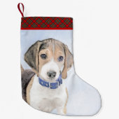 Beagle schilderen - Kute Original Dog Art Kleine Kerstsok (Voorkant)