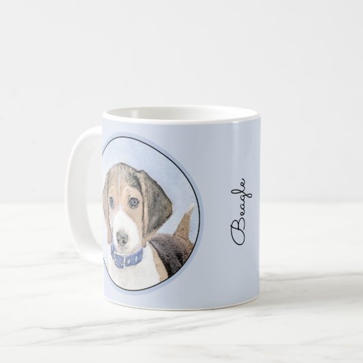 Beagle schilderen - Kute Original Dog Art Koffiemok (Voorkant links)