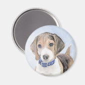 Beagle schilderen - Kute Original Dog Art Magneet (Voorkant / Achterkant)