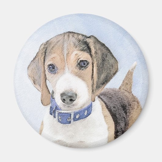 Beagle schilderen - Kute Original Dog Art Magneet (Voorkant)