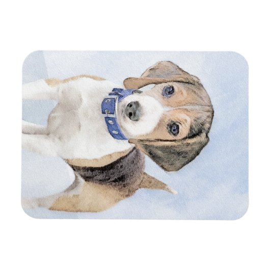 Beagle schilderen - Kute Original Dog Art Magneet (Horizontaal)