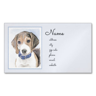 Beagle schilderen - Kute Original Dog Art Magnetisch Visitekaartje