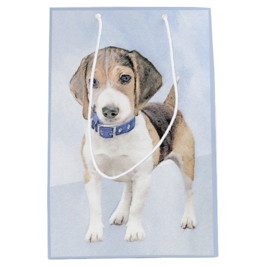 Beagle schilderen - Kute Original Dog Art Medium Cadeauzakje (Voorkant)