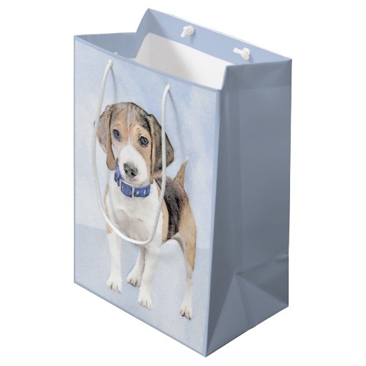 Beagle schilderen - Kute Original Dog Art Medium Cadeauzakje (Voorkant Gekanteld)