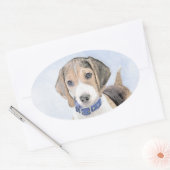 Beagle schilderen - Kute Original Dog Art Ovale Sticker (Envelop)