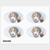 Beagle schilderen - Kute Original Dog Art Ovale Sticker (Vel)
