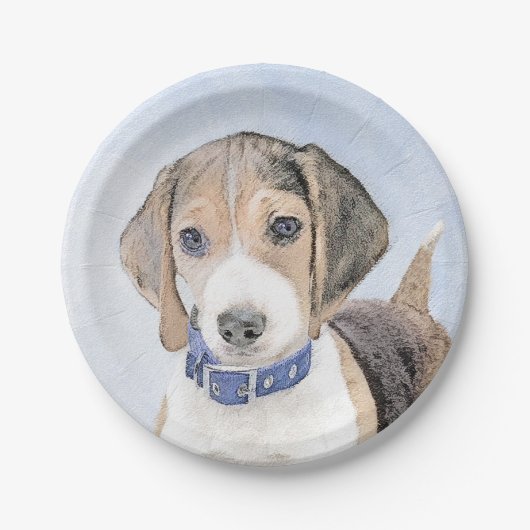 Beagle schilderen - Kute Original Dog Art Papieren Bordje (Voorkant)