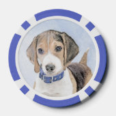 Beagle schilderen - Kute Original Dog Art Poker Chips (Achterkant)